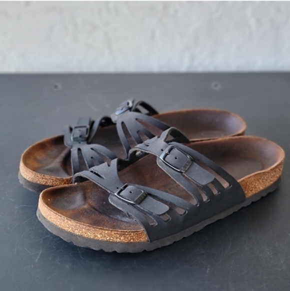Birkenstock Granada Sandals EU 37 US 6.5 7 Leather | Solid Earthy Color Hippie - Picture 6 of 9